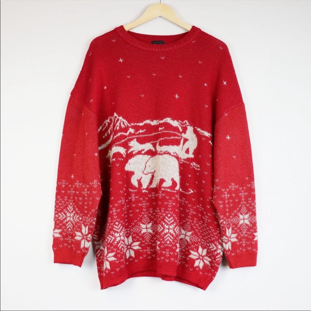 Vintage Bogner Wool Mohair Polar Bear Winter Sweater XXL
